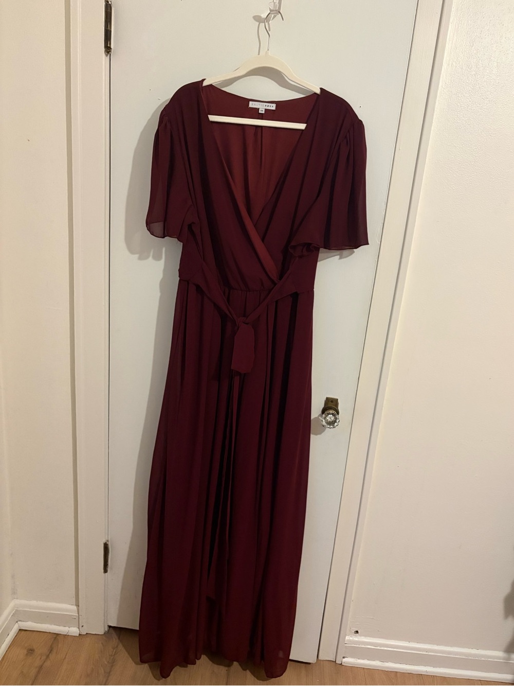 Baltic Born Wine Wrap Maxi Dress with Tie Waist